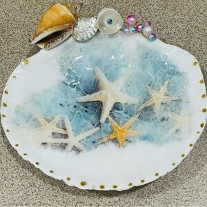 Hand Crafted Decoupaged Shell Jewelry Dish